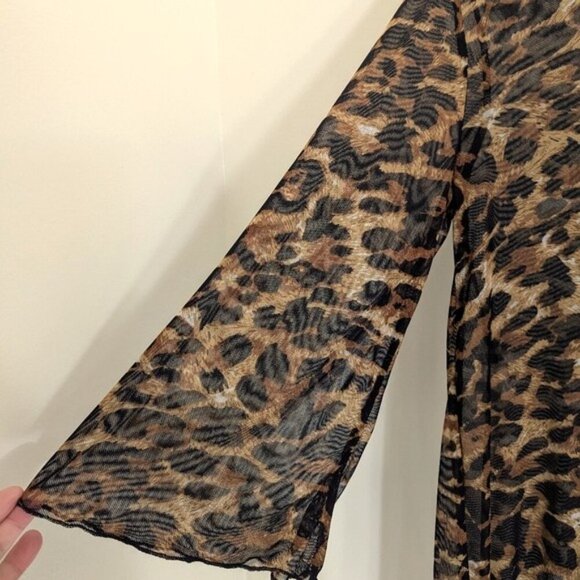 Jordan Taylor Super Soft Mesh Leopard Print V-Neck Tunic Or Swim Cover-Up Size M - Picture 4 of 5